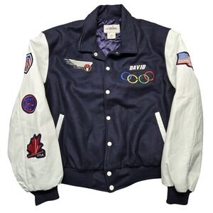 Vintage Olympic Figure Skating Jacket Mens XL Blue LP Designs 1991 Tour USFSA